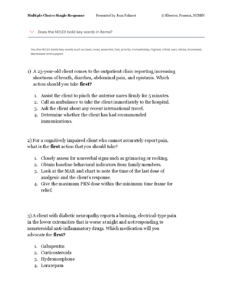 Multiple Choice Single Response - happyNCLEX